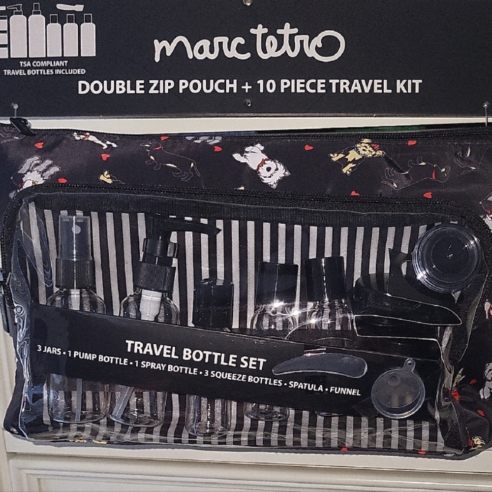 Marc Tetro Dog  Black Cosmetic Travel Bag Set - Picture 3 of 5